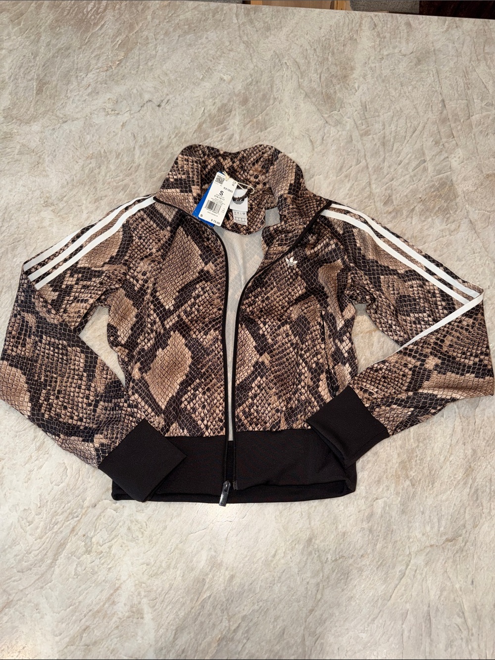 adidas Kids Snake-Print Track Jacket in Brown and Black